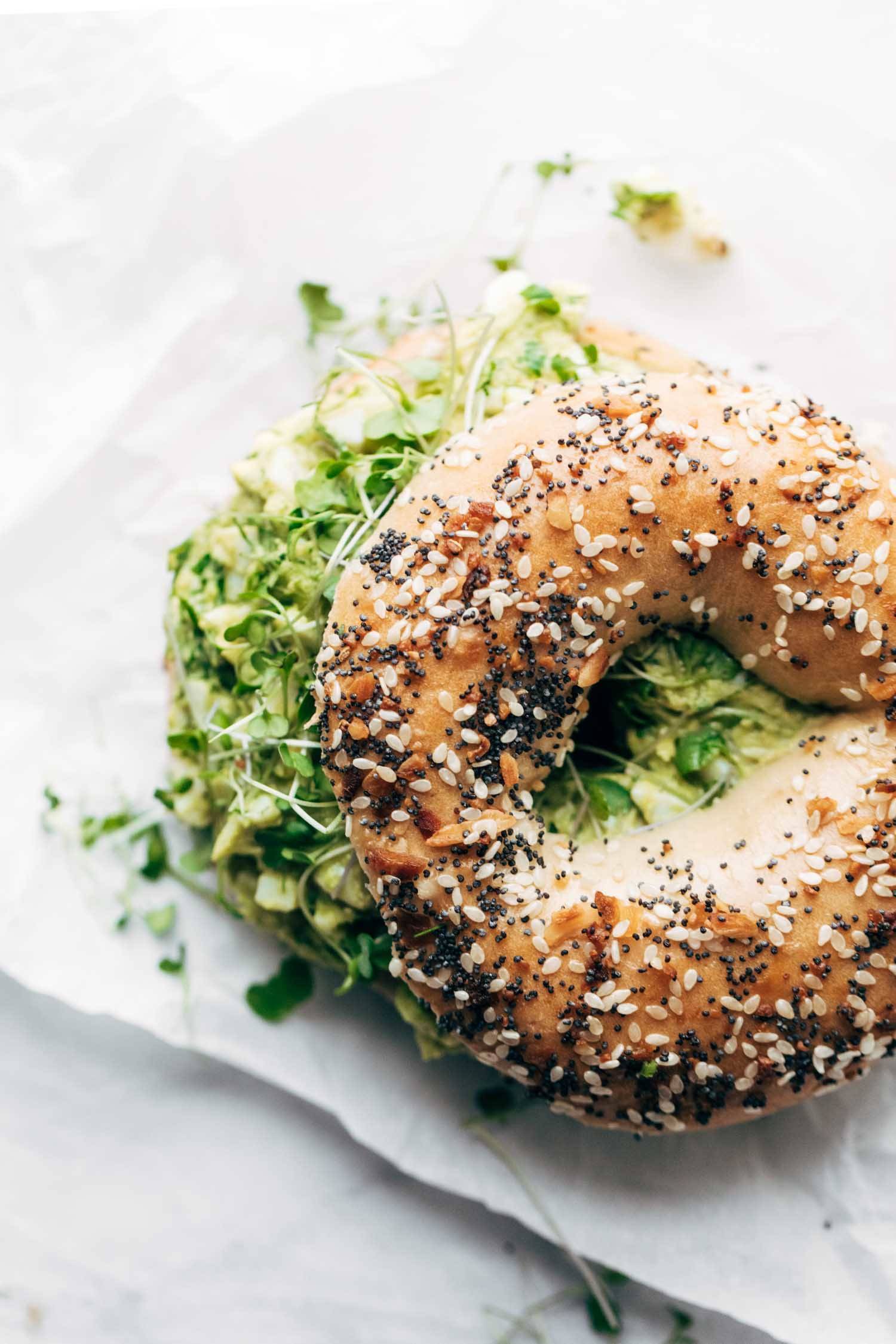 Avocado Egg Salad on a bagel.