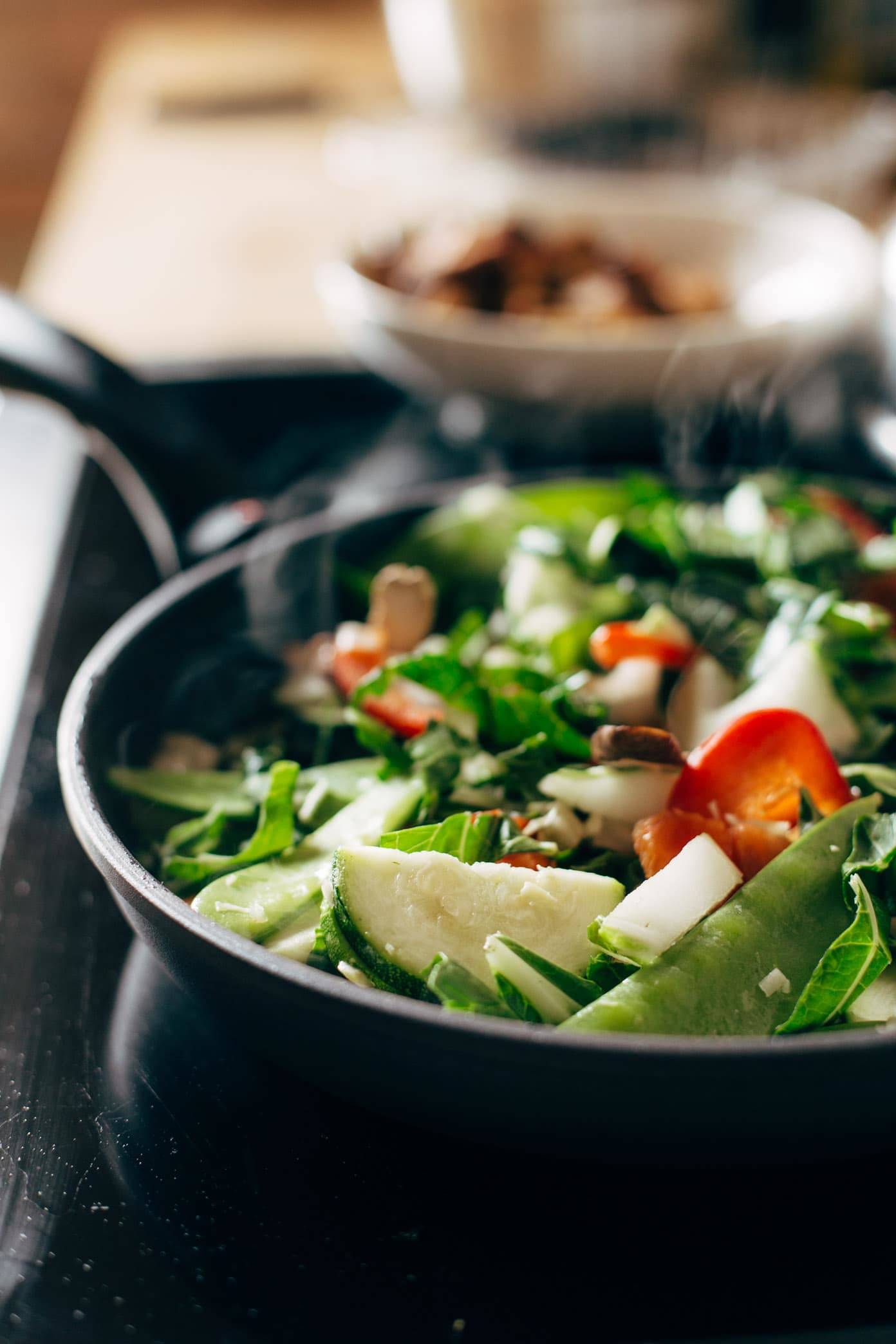 Back Pocket Stir Fry with Noodle ingredients on a pan.