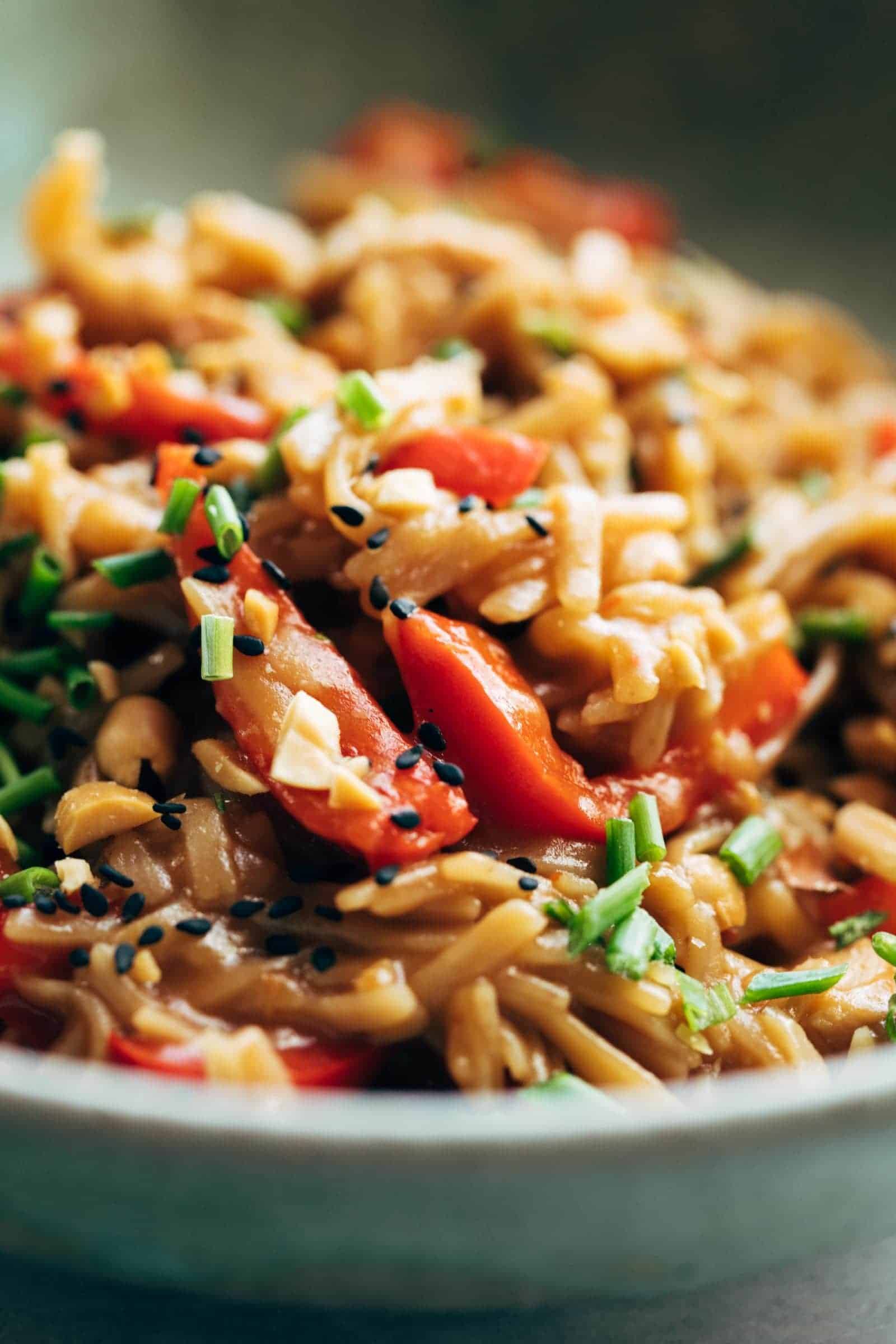 chili garlic instant pot noodles in a bowl with toppings