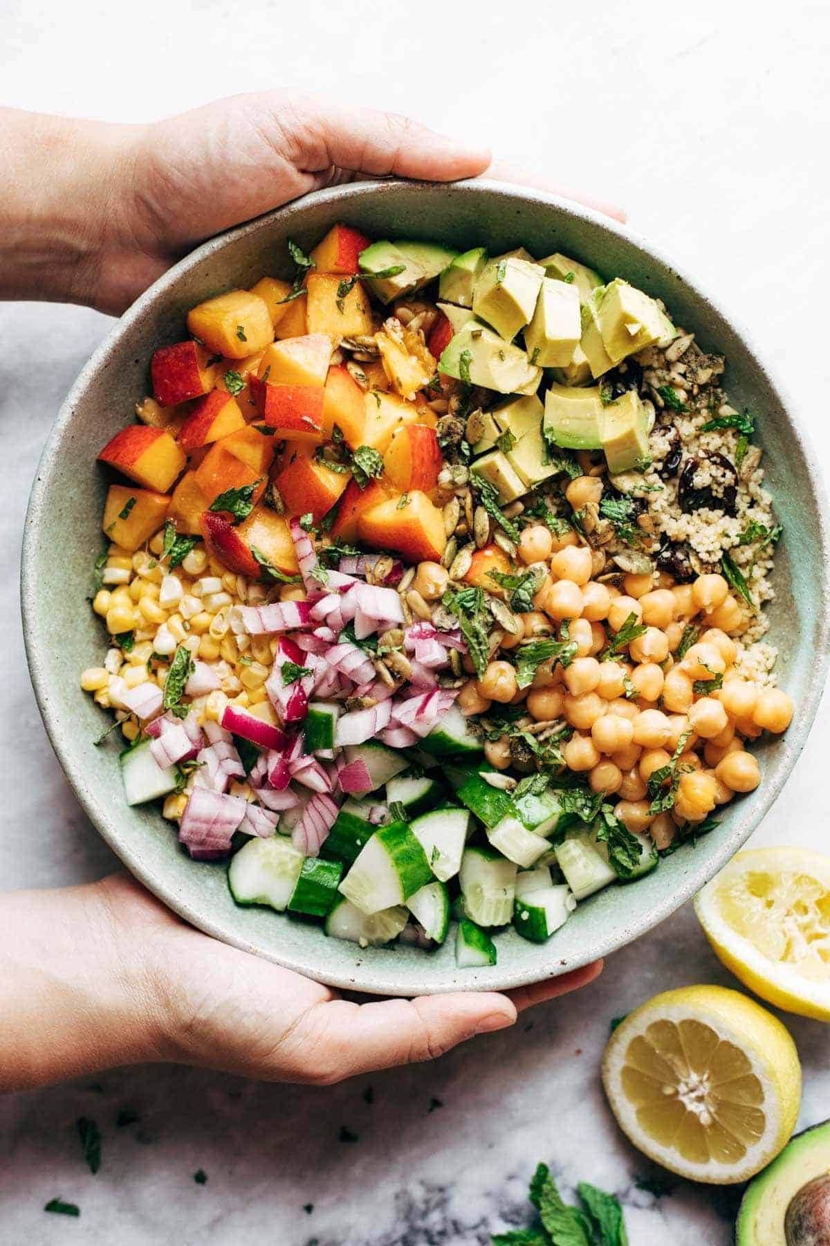 Couscous summer salad in a bowl.