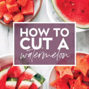 Image of watermelon with text on how to cut.