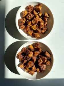 Nutritional yeast taste test in bowls.