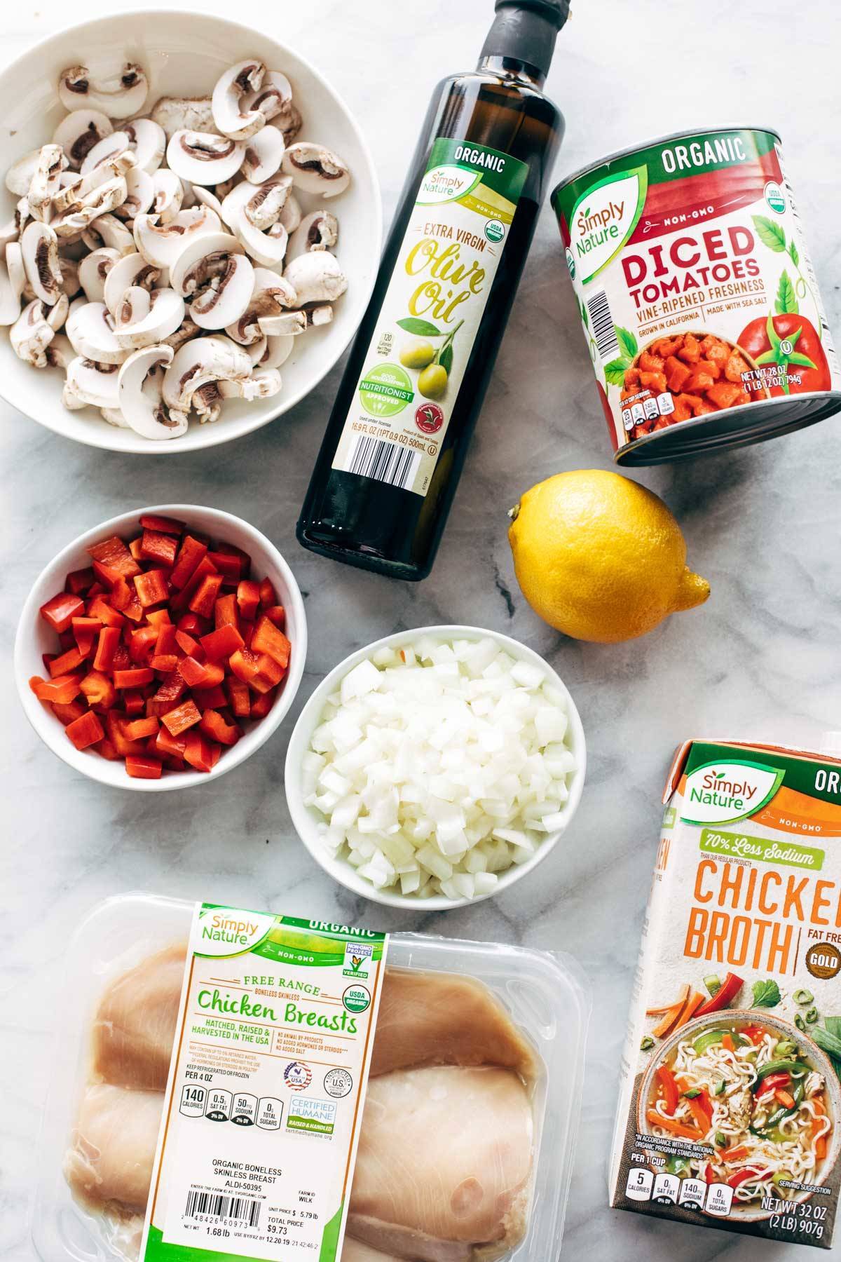 ALDI ingredients for Instant Pot Chicken Cacciatore.