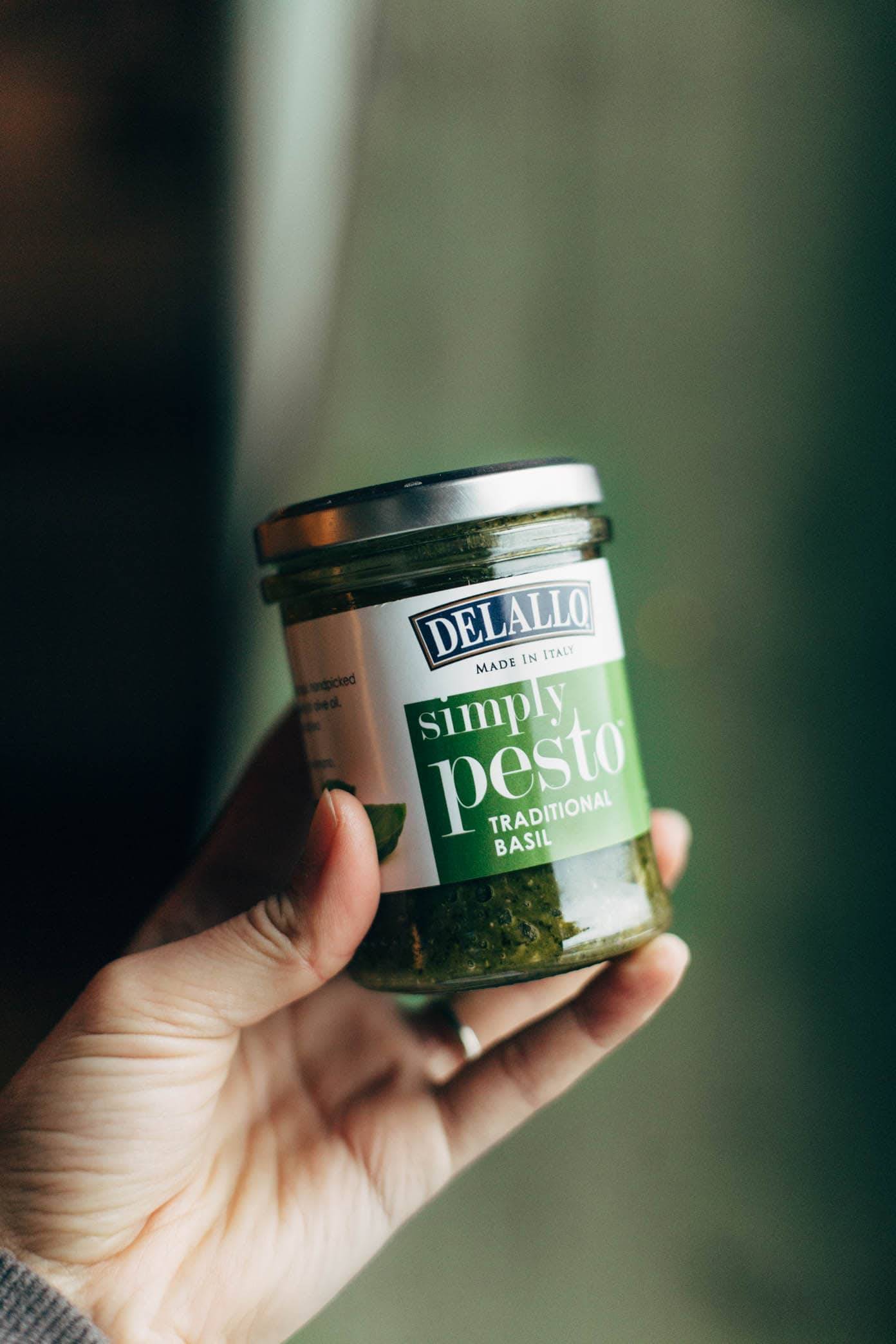 delallo pesto in a jar