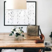 Dining table in a kitchen.