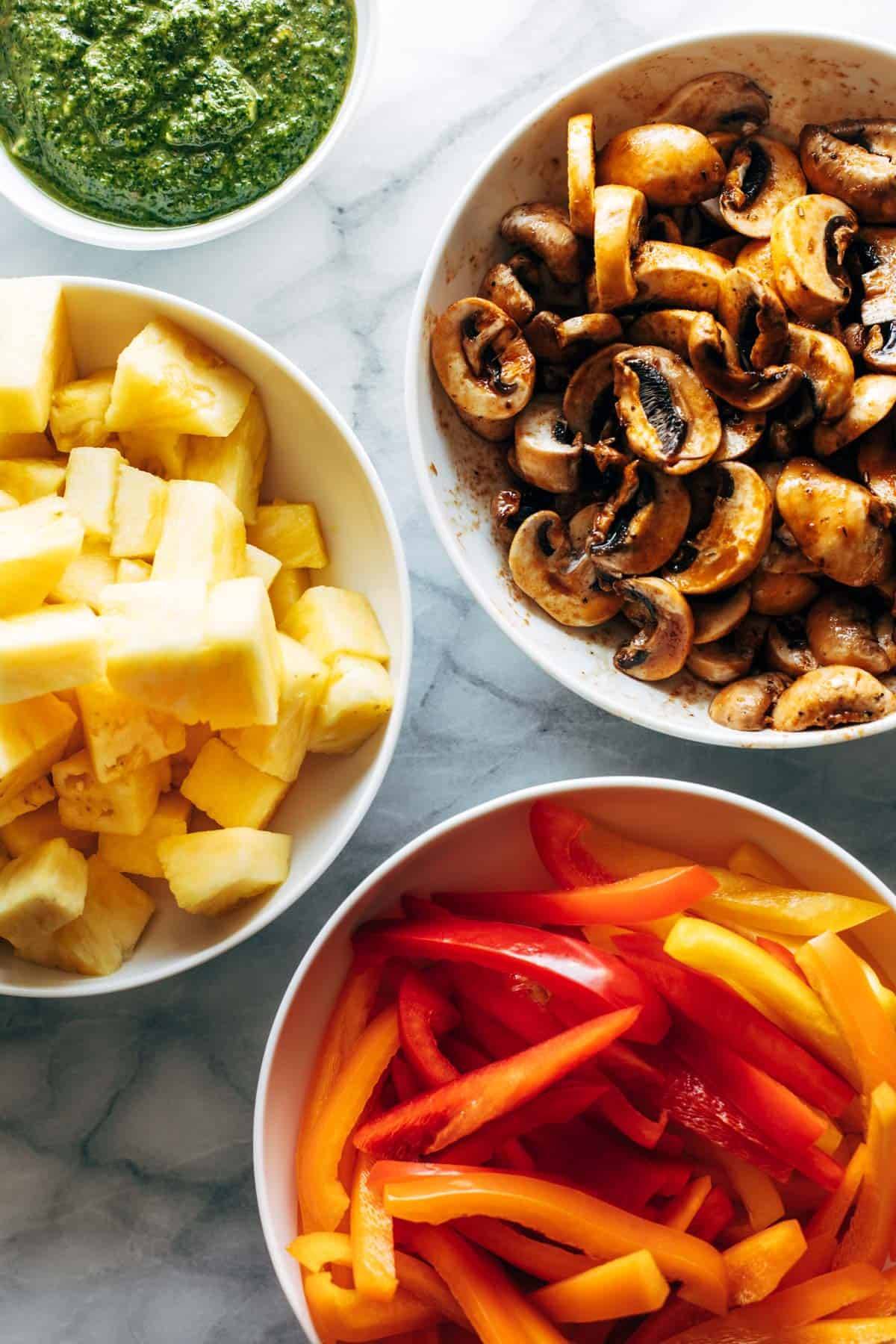 Ingredients for mushroom bowls.