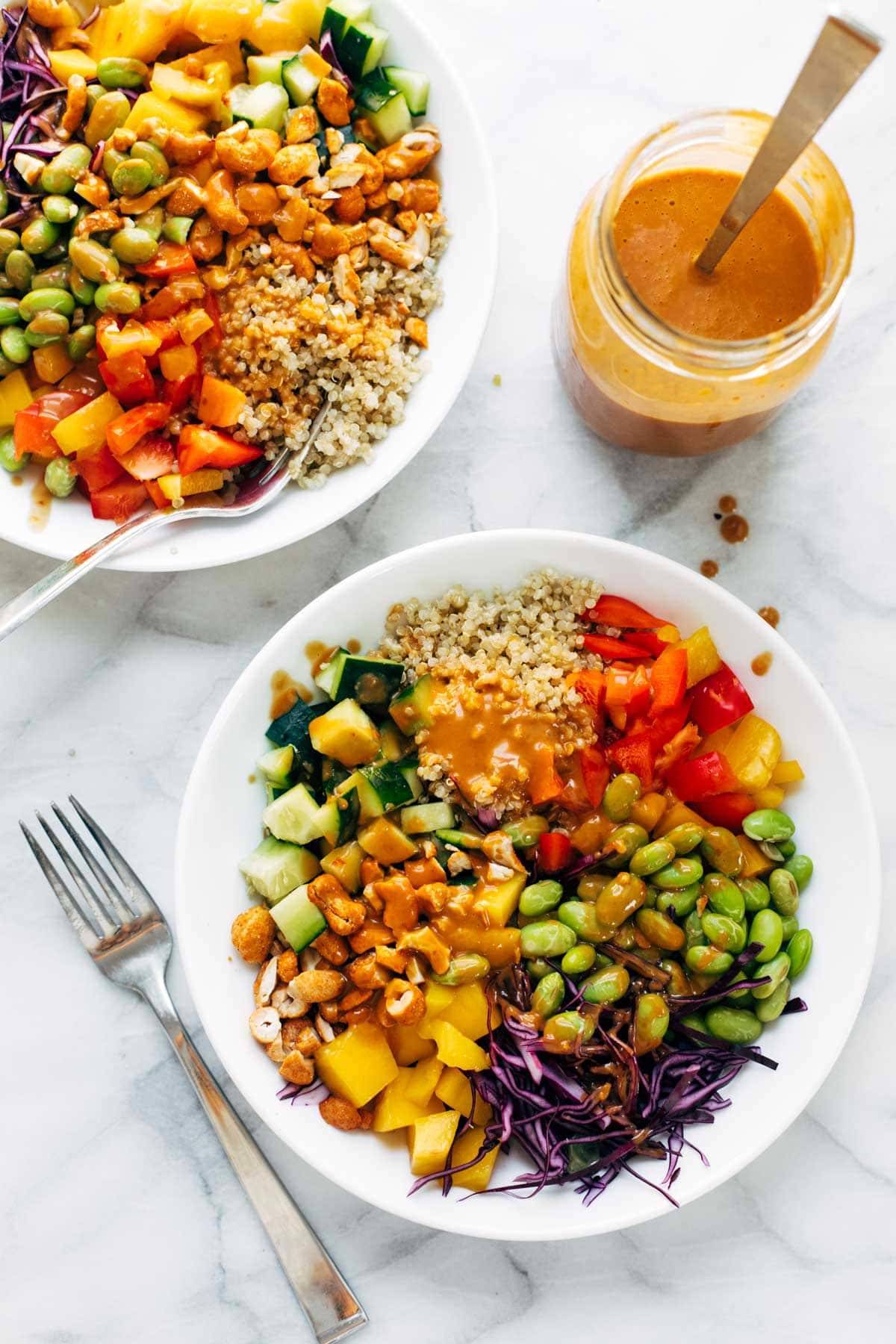 Quinoa Crunch Salad in bowls.