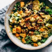 Sunflower Salad in bowl with dressing.