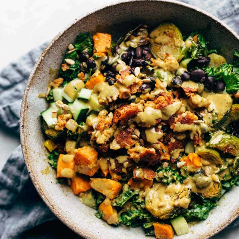 Kitchen Sink Sunflower Salad in a bow.