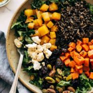 A variety of colorful grains and veggies.