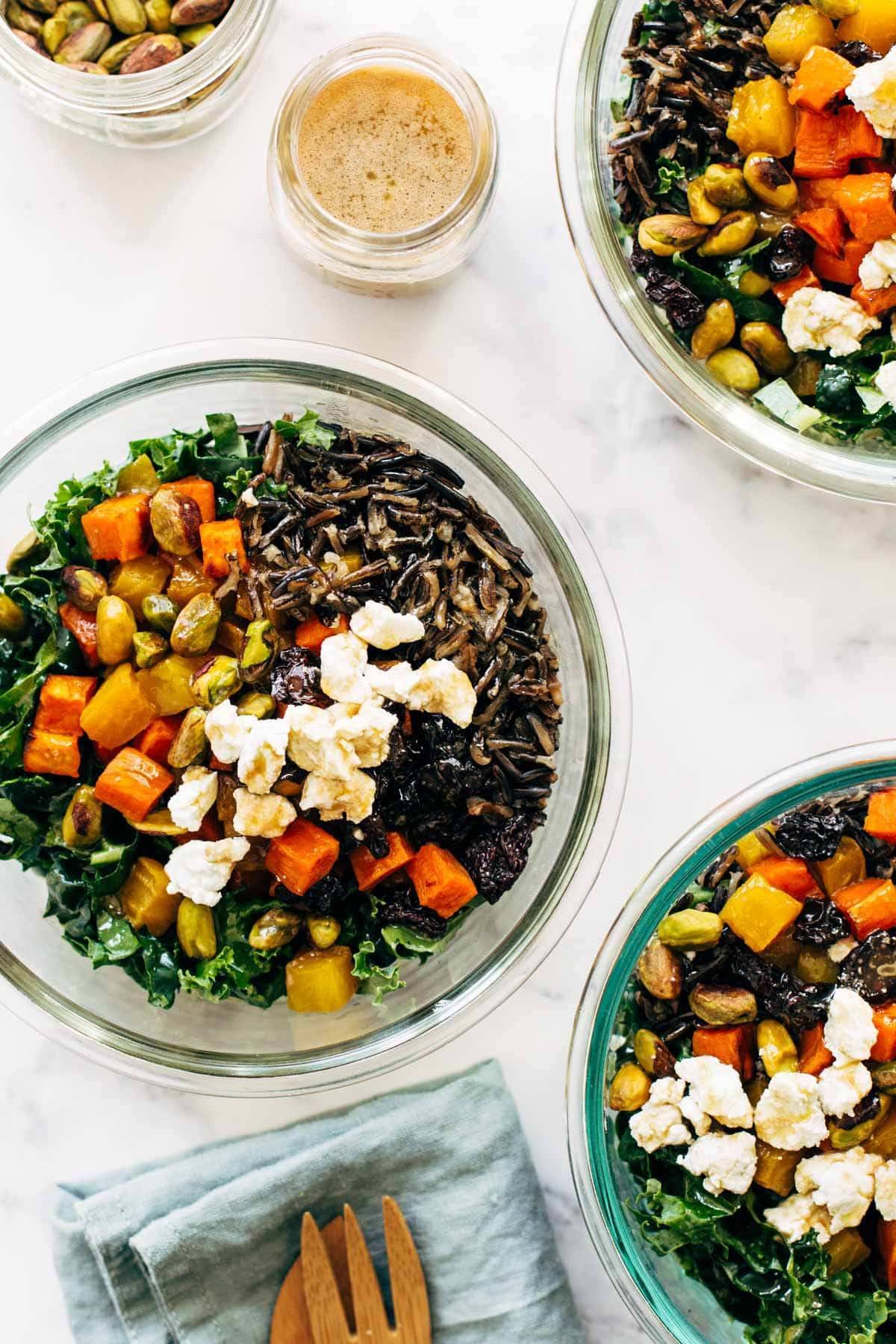 Grain bowl in meal prep containers.