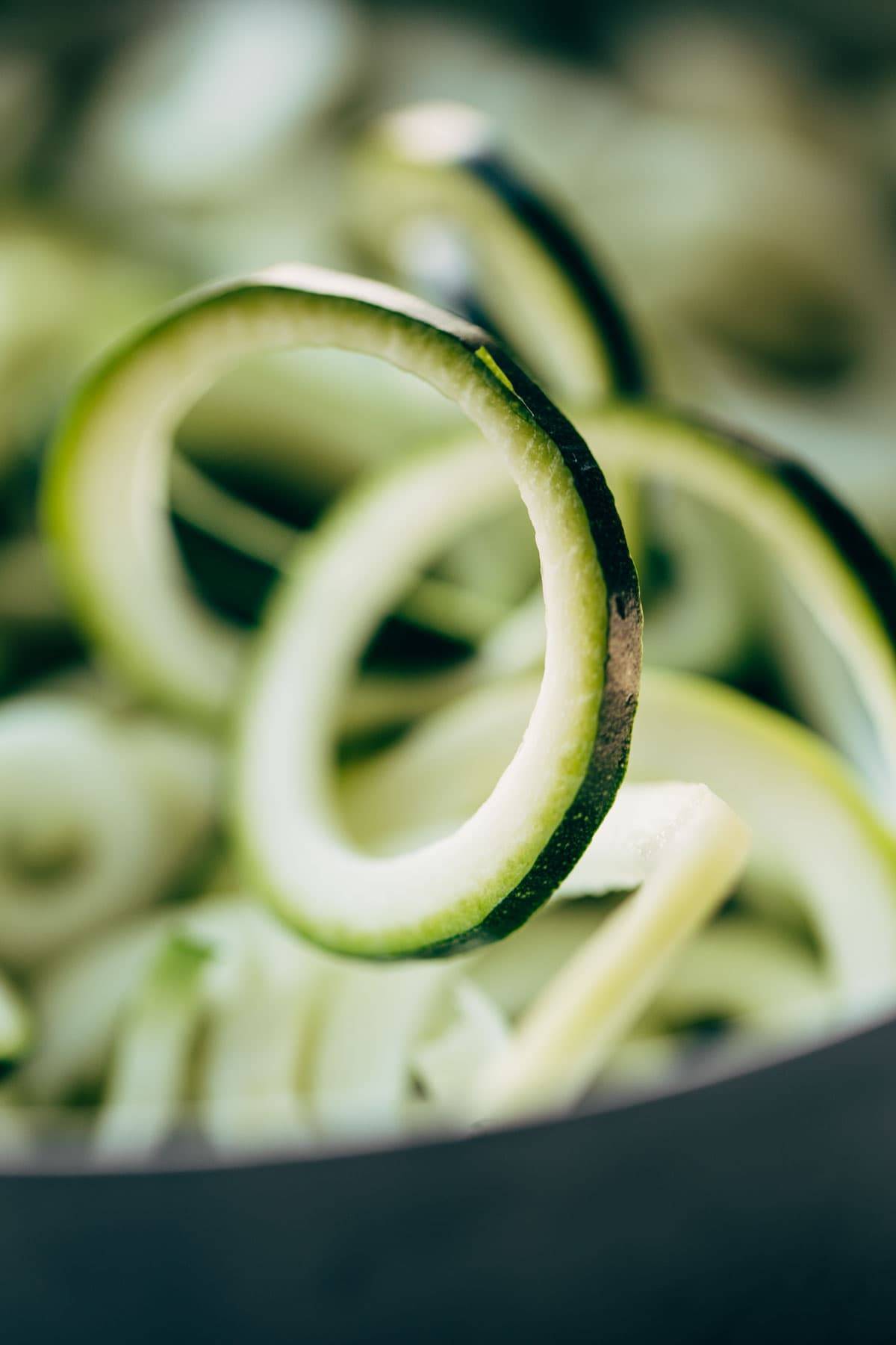 Zucchini noodles up close.