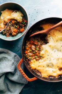 A pot of vegetarian shepherd's pie.